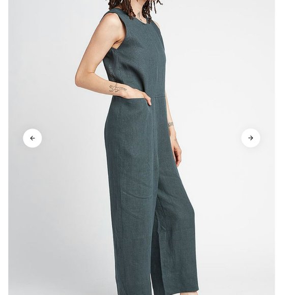 Back Beat Co. Brooklyn Reversible Linen Jumpsuit NWT Size Small - Picture 3 of 10